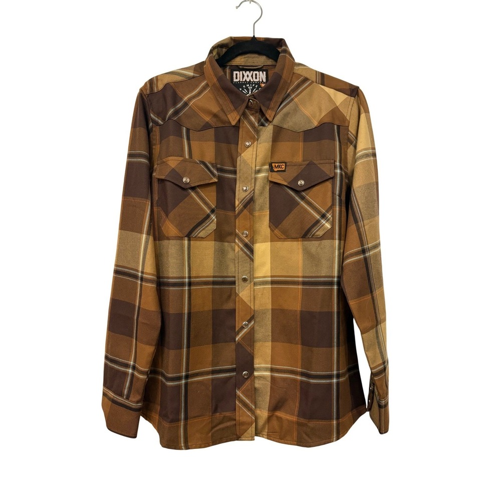Dixxon Flannel Montana Knife Company Plaid Western Pearl Snap Shirt Womens Large